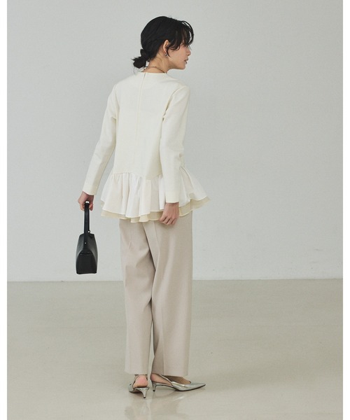 qualite（カリテ）の「タフタコンビプルオーバー/オケージョン/セレモニー/フォーマル/オフィスカジュアル（シャツ/ブラウス・レディース・ダークネイビー/オフホワイト・フリー）」の10枚目の写真