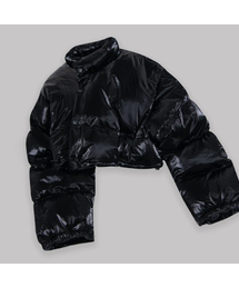 SOME PLACE（サムプレイス）の「High-neck glossy cropped string puffer padded jacket [glossy black]（ダウンジャケット/コート）」