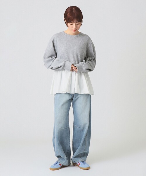 Ray BEAMS（レイビームス）の「ギャザー キリカエ スウェット クルーネック トップス（スウェット・レディース・ブラック/シルバー・ONE SIZE）」の3枚目の写真