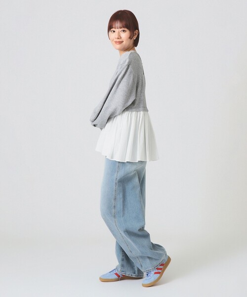 Ray BEAMS（レイビームス）の「ギャザー キリカエ スウェット クルーネック トップス（スウェット・レディース・ブラック/シルバー・ONE SIZE）」の4枚目の写真