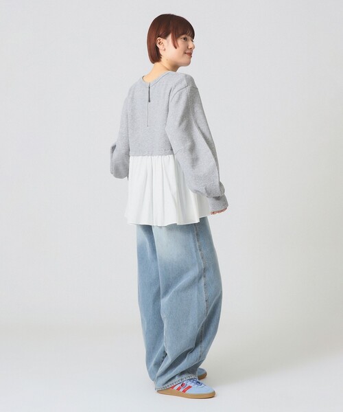 Ray BEAMS（レイビームス）の「ギャザー キリカエ スウェット クルーネック トップス（スウェット・レディース・ブラック/シルバー・ONE SIZE）」の5枚目の写真