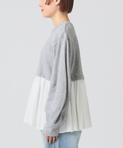 Ray BEAMS（レイビームス）の「ギャザー キリカエ スウェット クルーネック トップス（スウェット・レディース・ブラック/シルバー・ONE SIZE）」の12枚目の写真