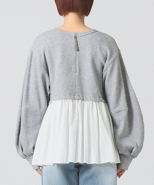 Ray BEAMS（レイビームス）の「ギャザー キリカエ スウェット クルーネック トップス（スウェット・レディース・ブラック/シルバー・ONE SIZE）」の13枚目の写真