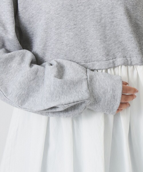 Ray BEAMS（レイビームス）の「ギャザー キリカエ スウェット クルーネック トップス（スウェット・レディース・ブラック/シルバー・ONE SIZE）」の16枚目の写真