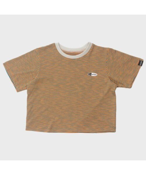DAMP(ドントアスクマイプラン)の「NO PLAN オーバルロゴストライプクロップTシャツ_ブルー/オレンジ(Tシャツ/カットソー・レディース・その他・FREE)」の2枚目の写真