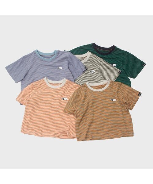DAMP(ドントアスクマイプラン)の「NO PLAN オーバルロゴストライプクロップTシャツ_ブルー/オレンジ(Tシャツ/カットソー・レディース・その他・FREE)」の3枚目の写真