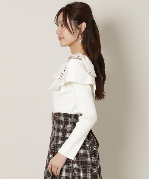 WILLSELECTION（ウィルセレクション）の「リボンオフショルニットプルオーバー（ニット/セーター・レディース・ブラック/ボルドー/グレー/オフホワイト・FREE）」の5枚目の写真