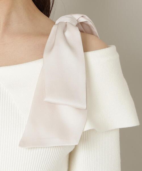 WILLSELECTION（ウィルセレクション）の「リボンオフショルニットプルオーバー（ニット/セーター・レディース・ブラック/ボルドー/グレー/オフホワイト・FREE）」の8枚目の写真