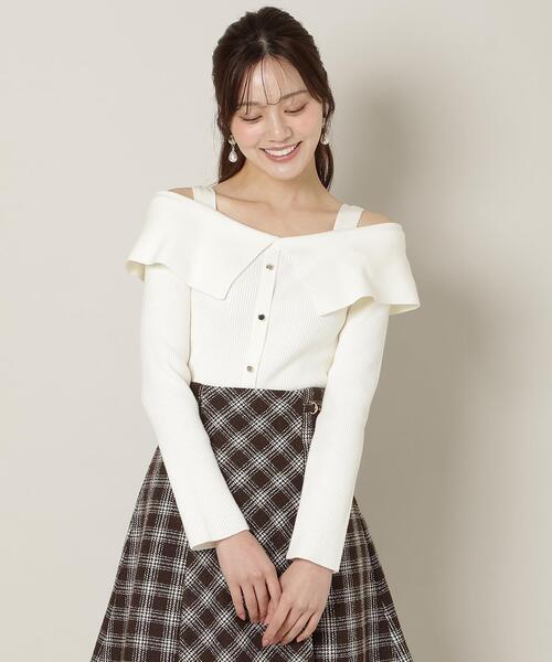 WILLSELECTION（ウィルセレクション）の「リボンオフショルニットプルオーバー（ニット/セーター・レディース・ブラック/ボルドー/グレー/オフホワイト・FREE）」の9枚目の写真