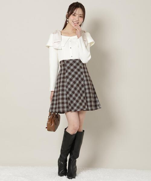 WILLSELECTION（ウィルセレクション）の「リボンオフショルニットプルオーバー（ニット/セーター・レディース・ブラック/ボルドー/グレー/オフホワイト・FREE）」の10枚目の写真