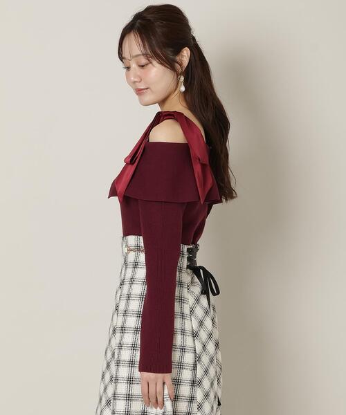 WILLSELECTION（ウィルセレクション）の「リボンオフショルニットプルオーバー（ニット/セーター・レディース・ブラック/ボルドー/グレー/オフホワイト・FREE）」の11枚目の写真