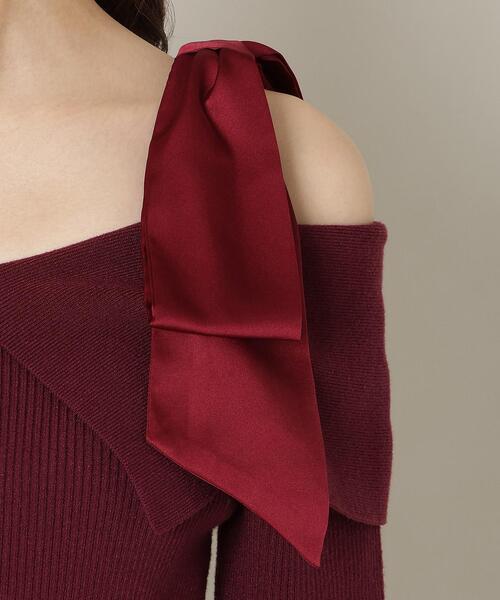 WILLSELECTION（ウィルセレクション）の「リボンオフショルニットプルオーバー（ニット/セーター・レディース・ブラック/ボルドー/グレー/オフホワイト・FREE）」の14枚目の写真