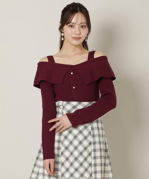 WILLSELECTION（ウィルセレクション）の「リボンオフショルニットプルオーバー（ニット/セーター・レディース・ブラック/ボルドー/グレー/オフホワイト・FREE）」の15枚目の写真