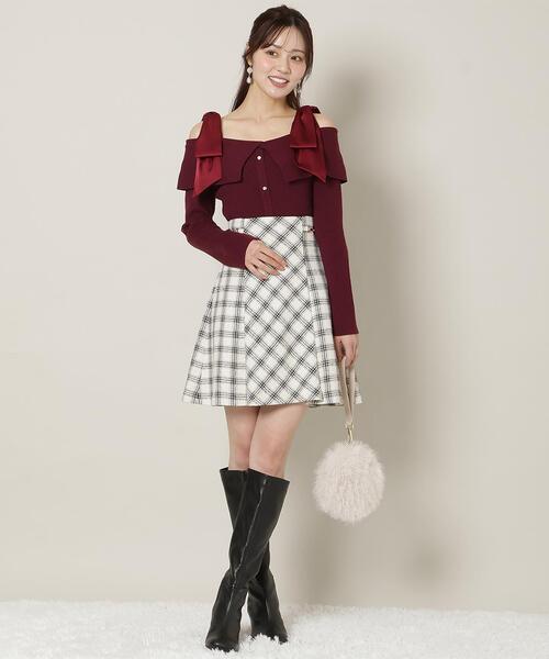 WILLSELECTION（ウィルセレクション）の「リボンオフショルニットプルオーバー（ニット/セーター・レディース・ブラック/ボルドー/グレー/オフホワイト・FREE）」の16枚目の写真