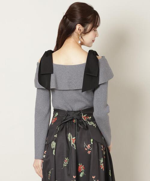 WILLSELECTION（ウィルセレクション）の「リボンオフショルニットプルオーバー（ニット/セーター・レディース・ブラック/ボルドー/グレー/オフホワイト・FREE）」の18枚目の写真