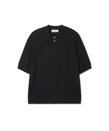 APOSTROPHE COMMA（アポストロフィコンマ）の「チェーンピケ半袖カラーTシャツ_ブラック（ポロシャツ）」