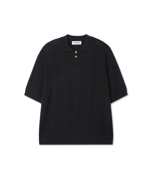 APOSTROPHE COMMA(アポストロフィコンマ)の「チェーンピケ半袖カラーTシャツ_ブラック(ポロシャツ・メンズ・その他・MEDIUM/SMALL/LARGE)」の2枚目の写真