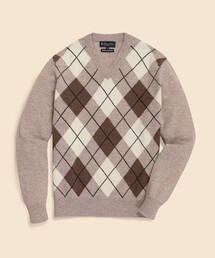 BROOKS BROTHERS | ウール　アーガイル　Vネックセーター　Made in UK(ニット/セーター)