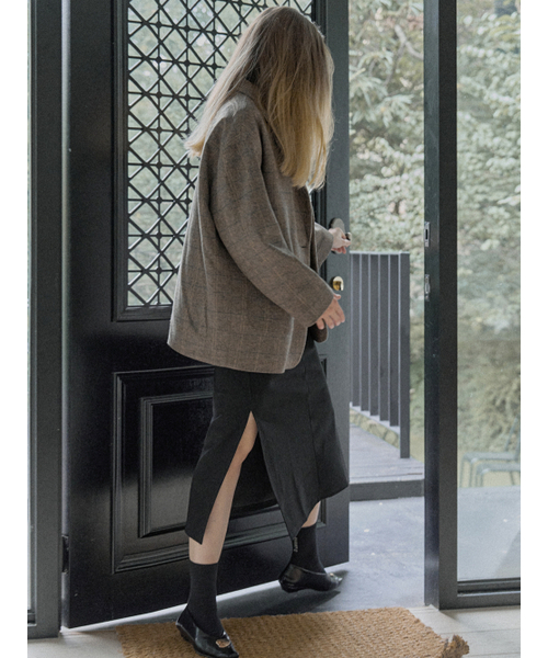 AVANT-G(アバン)の「Check Herringbone Oversize Jacket - BROWN(テーラードジャケット・レディース・ライトグレー/ブラック/ブラウン・FREE)」の6枚目の写真