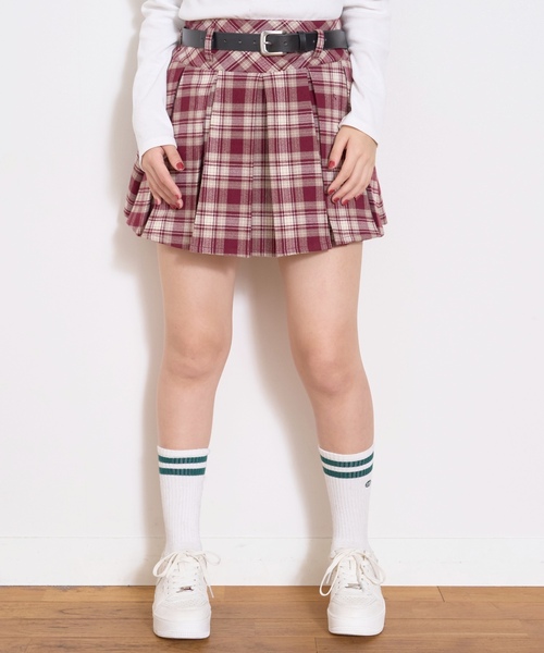 LOVETOXIC(ラブトキシック)の「【起毛】ベルトつきチェックプリーツスカート(スカート・キッズ・ブラック/ベージュ/レッド/ネイビー・M:150cm/130cm/S:140cm/L:160cm)」の9枚目の写真