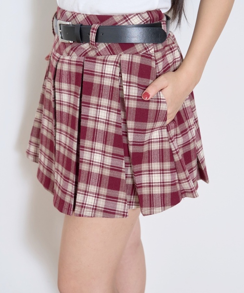 LOVETOXIC(ラブトキシック)の「【起毛】ベルトつきチェックプリーツスカート(スカート・キッズ・ブラック/ベージュ/レッド/ネイビー・M:150cm/130cm/S:140cm/L:160cm)」の10枚目の写真