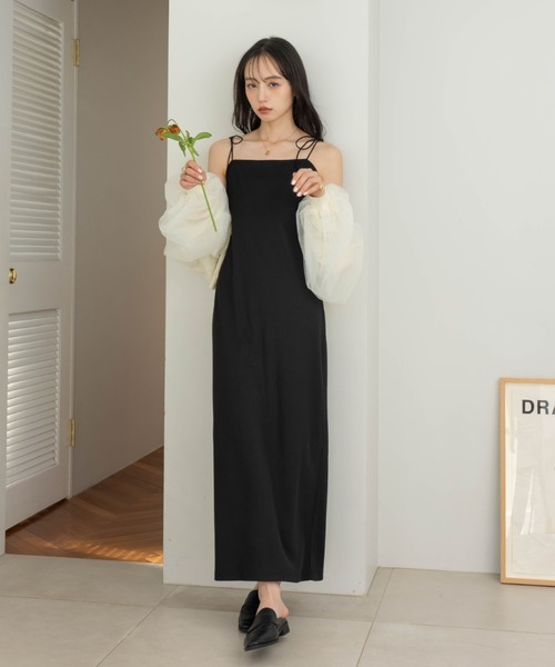 hinari(ヒナリ)の「Iラインリブキャミワンピース(ワンピース・レディース・ブラック/ブラウン・SMALL/X-SMALL/FREE)」の7枚目の写真