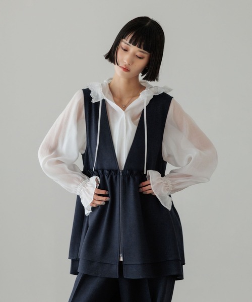 LOWRYS FARM（ローリーズファーム）の「メランジツイルベスト　593590（ベスト・レディース・チャコールグレー/ブラウン/ネイビー/グレー・FREE）」の4枚目の写真