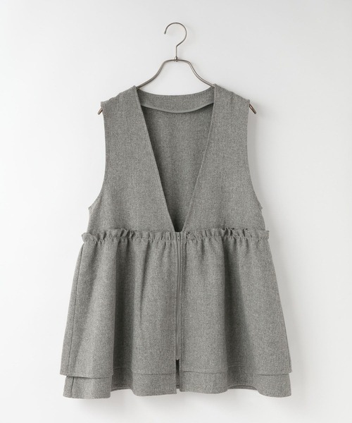 LOWRYS FARM（ローリーズファーム）の「メランジツイルベスト　593590（ベスト・レディース・チャコールグレー/ブラウン/ネイビー/グレー・FREE）」の3枚目の写真