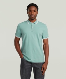 G-STAR | DUNDA SLIM STRIPE POLO/ベーシックデザインワンポイントロゴストライプポロシャツ(ポロシャツ)