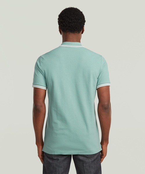 G-STAR(ジースター)の「DUNDA SLIM STRIPE POLO/ベーシックデザインワンポイントロゴストライプポロシャツ(ポロシャツ・メンズ・ライトブルー/ライトグリーン・LARGE/MEDIUM/SMALL/X-SMALL/X-LARGE)」の6枚目の写真