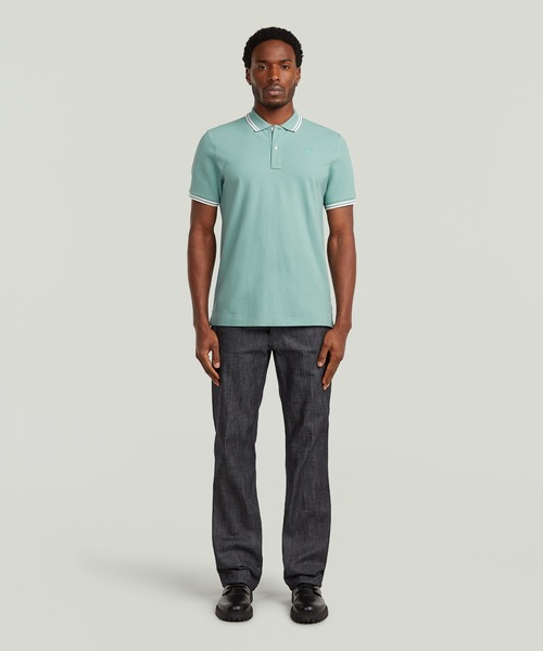 G-STAR(ジースター)の「DUNDA SLIM STRIPE POLO/ベーシックデザインワンポイントロゴストライプポロシャツ(ポロシャツ・メンズ・ライトブルー/ライトグリーン・LARGE/MEDIUM/SMALL/X-SMALL/X-LARGE)」の5枚目の写真
