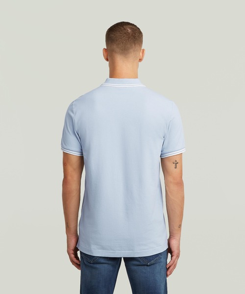G-STAR(ジースター)の「DUNDA SLIM STRIPE POLO/ベーシックデザインワンポイントロゴストライプポロシャツ(ポロシャツ・メンズ・ライトブルー/ライトグリーン・LARGE/MEDIUM/SMALL/X-SMALL/X-LARGE)」の12枚目の写真