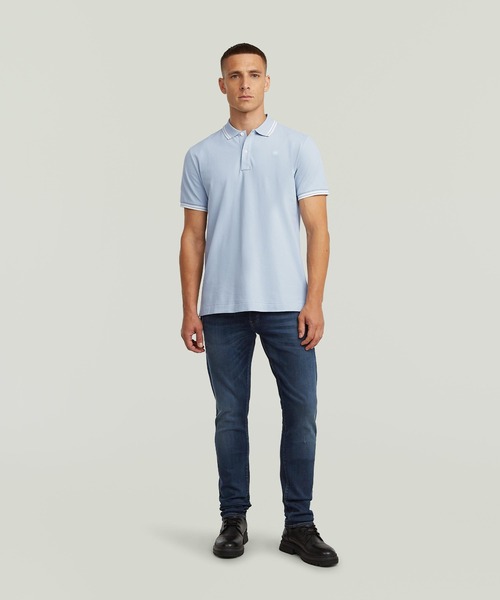 G-STAR(ジースター)の「DUNDA SLIM STRIPE POLO/ベーシックデザインワンポイントロゴストライプポロシャツ(ポロシャツ・メンズ・ライトブルー/ライトグリーン・LARGE/MEDIUM/SMALL/X-SMALL/X-LARGE)」の11枚目の写真