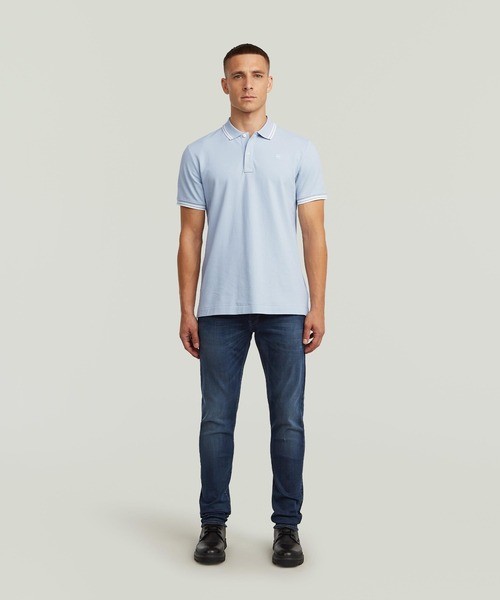 G-STAR(ジースター)の「DUNDA SLIM STRIPE POLO/ベーシックデザインワンポイントロゴストライプポロシャツ(ポロシャツ・メンズ・ライトブルー/ライトグリーン・LARGE/MEDIUM/SMALL/X-SMALL/X-LARGE)」の10枚目の写真