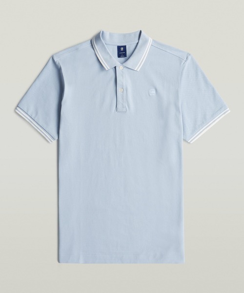 G-STAR(ジースター)の「DUNDA SLIM STRIPE POLO/ベーシックデザインワンポイントロゴストライプポロシャツ(ポロシャツ・メンズ・ライトブルー/ライトグリーン・LARGE/MEDIUM/SMALL/X-SMALL/X-LARGE)」の9枚目の写真