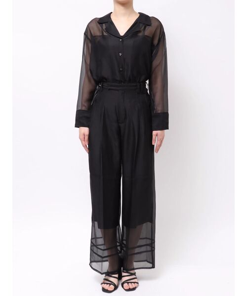 TONAL（トーナル）の「シアー2タックワイドパンツ（その他パンツ・レディース・ブルー/ブラウン/ブラック・MEDIUM/SMALL）」の4枚目の写真