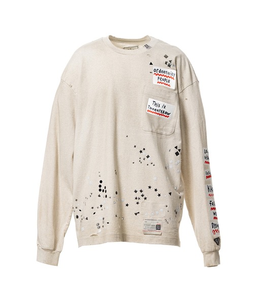 Embellished Sticker Long Sleeve T-shirt（Tシャツ/カットソー
