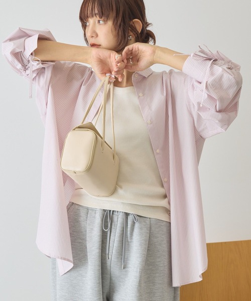 セール】【イージーケア】バックギャザーリボンシャツ（シャツ