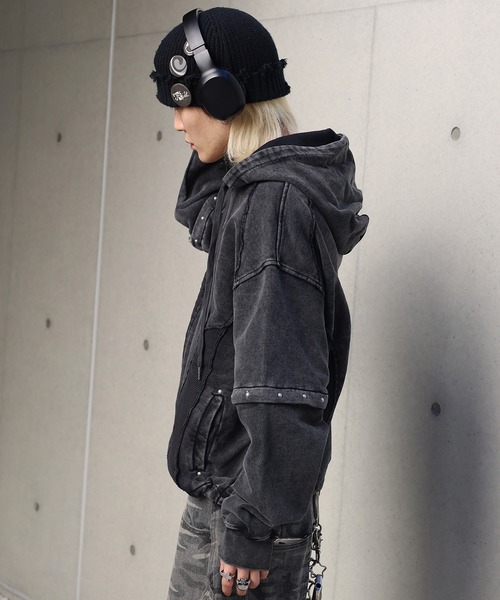 ATMARK（アットマーク）の「《２サイズ展開　/　UNISEX　》メッシュアップリケ　２wayパーカー（パーカー・レディース・ブラック/グレー・L/M）」の12枚目の写真