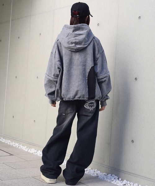 ATMARK（アットマーク）の「《２サイズ展開　/　UNISEX　》メッシュアップリケ　２wayパーカー（パーカー・レディース・ブラック/グレー・L/M）」の16枚目の写真