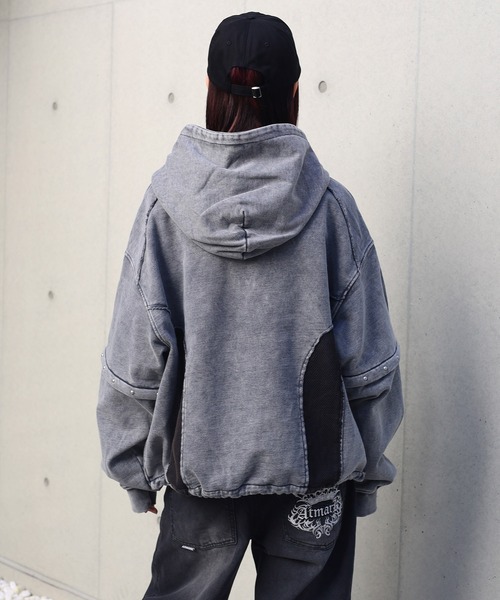 ATMARK（アットマーク）の「《２サイズ展開　/　UNISEX　》メッシュアップリケ　２wayパーカー（パーカー・レディース・ブラック/グレー・L/M）」の19枚目の写真