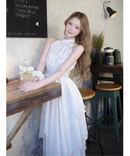 アメスリギャザーシフォンロングワンピース（ワンピース）｜Darich