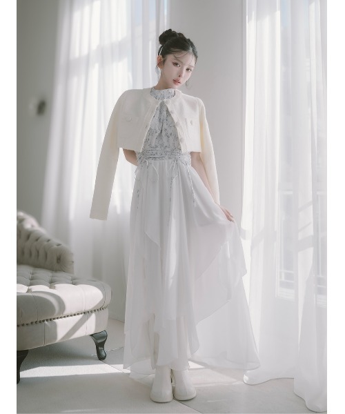 アメスリギャザーシフォンロングワンピース（ワンピース）｜Darich