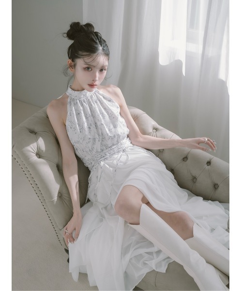 アメスリギャザーシフォンロングワンピース（ワンピース）｜Darich