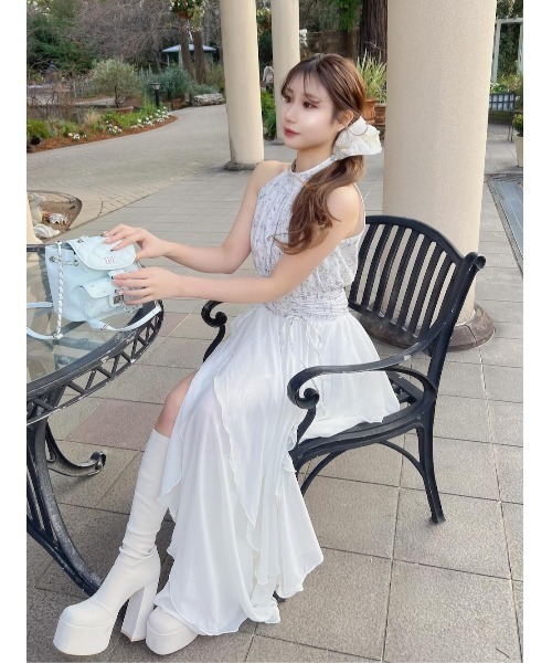 アメスリギャザーシフォンロングワンピース（ワンピース）｜Darich