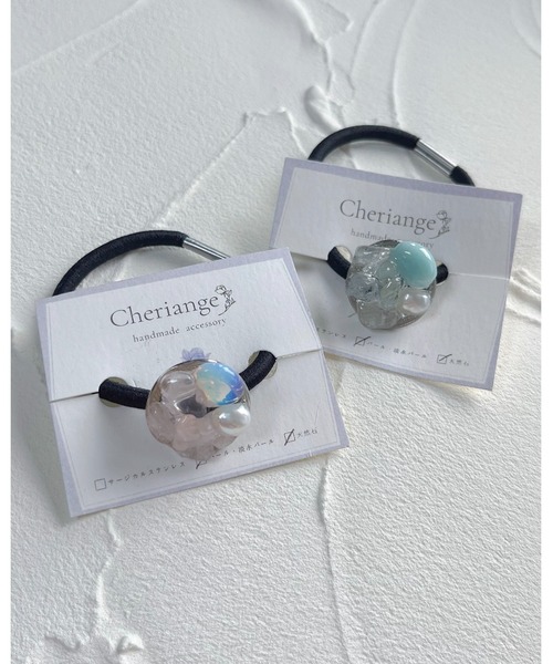 tone（トーン）の「【Cheriange】天然石ヘアゴム　竜の晩餐《アクアマリン×アマゾナイト・ローズクォーツ×オパール》(MA)（ヘアゴム・レディース・ピンク/ブルー・FREE）」の3枚目の写真
