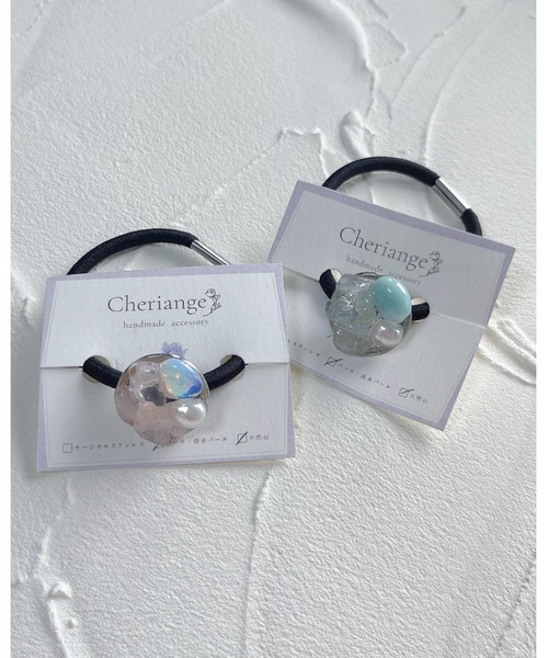 tone（トーン）の「【Cheriange】天然石ヘアゴム　竜の晩餐《アクアマリン×アマゾナイト・ローズクォーツ×オパール》(MA)（ヘアゴム・レディース・ピンク/ブルー・FREE）」の4枚目の写真