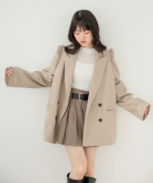 Heather(ヘザー)の「パワショルBIGジャケット 647624(テーラードジャケット・レディース・グレー/グレー系その他/ベージュ・FREE)」の2枚目の写真