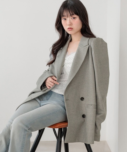 Heather(ヘザー)の「パワショルBIGジャケット 647624(テーラードジャケット・レディース・グレー/グレー系その他/ベージュ・FREE)」の1枚目の写真