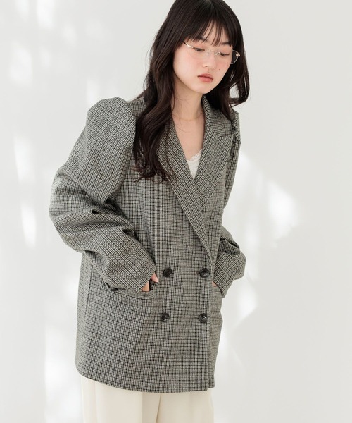 Heather(ヘザー)の「パワショルBIGジャケット 647624(テーラードジャケット・レディース・グレー/グレー系その他/ベージュ・FREE)」の4枚目の写真